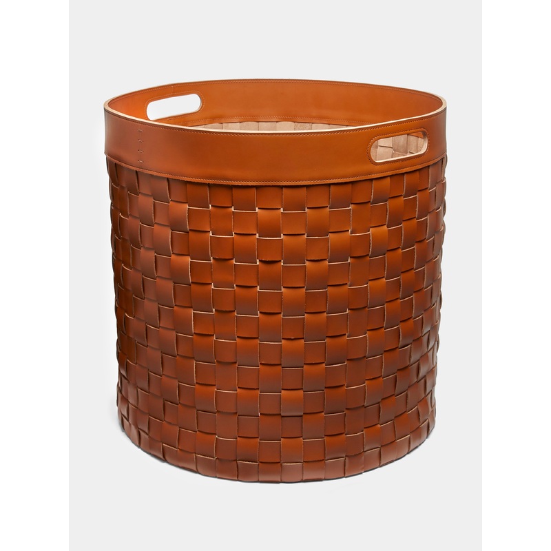 Verona Tower Woven Leather Storage Basket