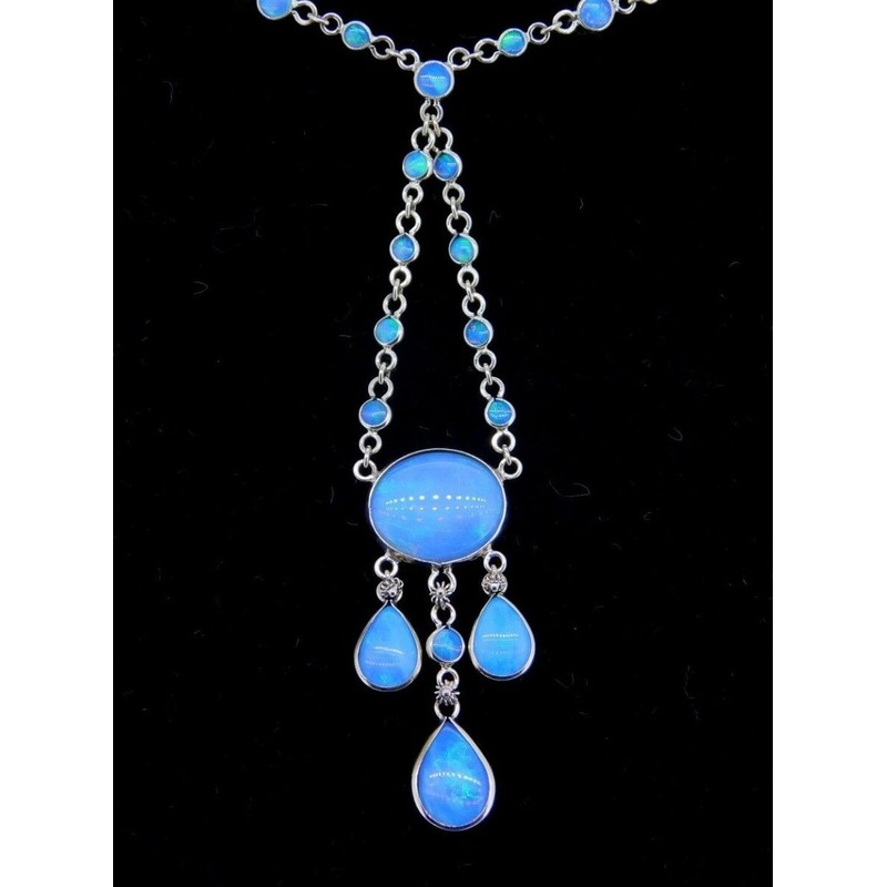 14k Yellow Gold Genuine Natural Opal Cabochon Necklace 12 Carats (#J4198)