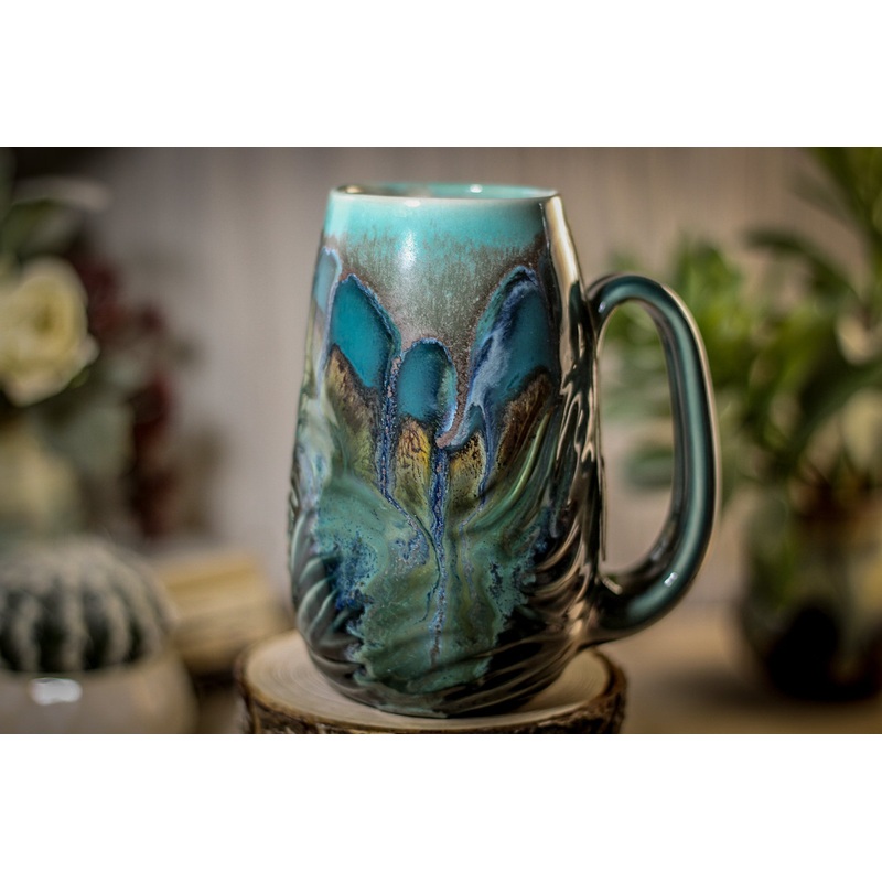 28-B Blue Lagoon Textured Notched Mug - MISFIT, 19 oz. - 20% off