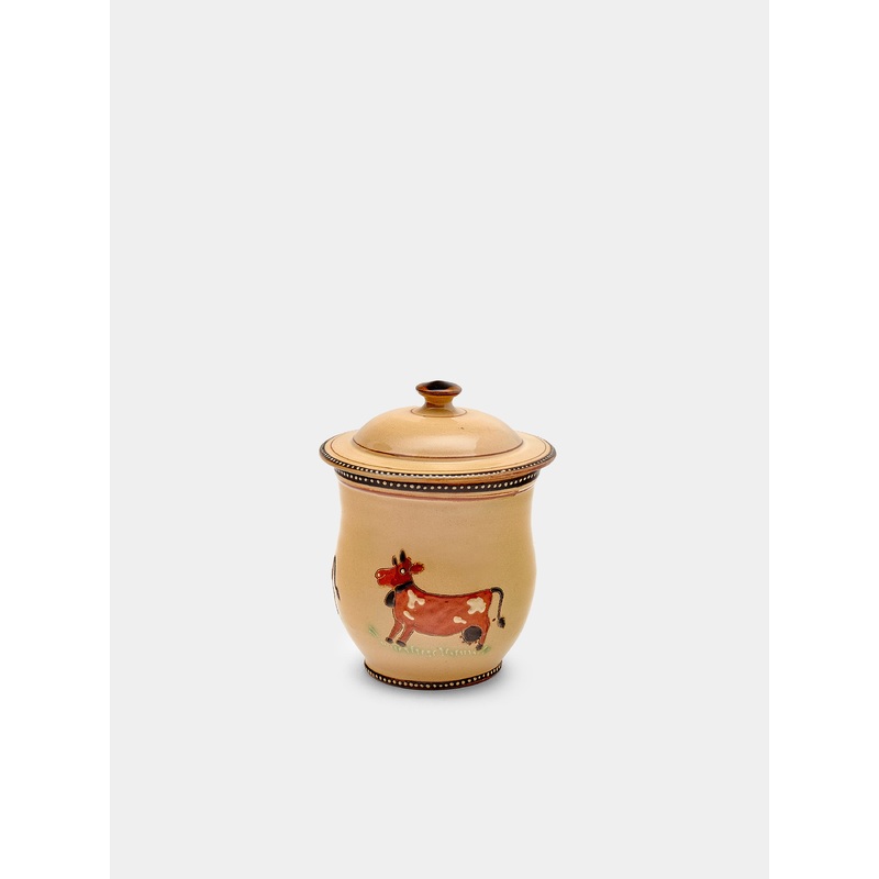 Cows Hand-Painted Ceramic Mini Lidded Pot