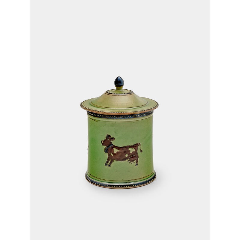 Cows Hand-Painted Ceramic Small Lidded Jar
