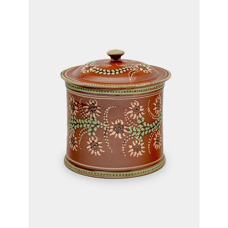 Flowers Hand-Painted Ceramic Medium Lidded Pot