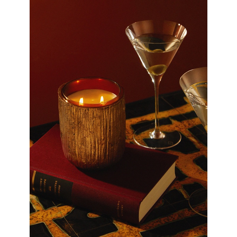 Hand-Cast Bronze Raggi Holder with Bronzo Candle