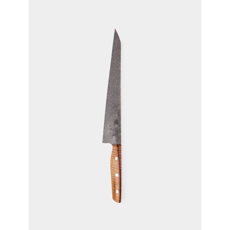 Hand-Forged Chestnut Burl and Damascus Steel K-Tipped Slicer