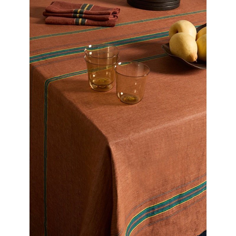 Ontario Stripe Belgian Linen Large Rectangular Tablecloth