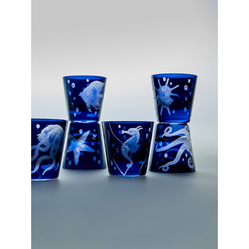 Sea Life Hand-Engraved Crystal Shot Glasses (Set of 6)