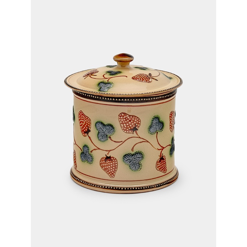 Strawberries Hand-Painted Ceramic Medium Lidded Pot