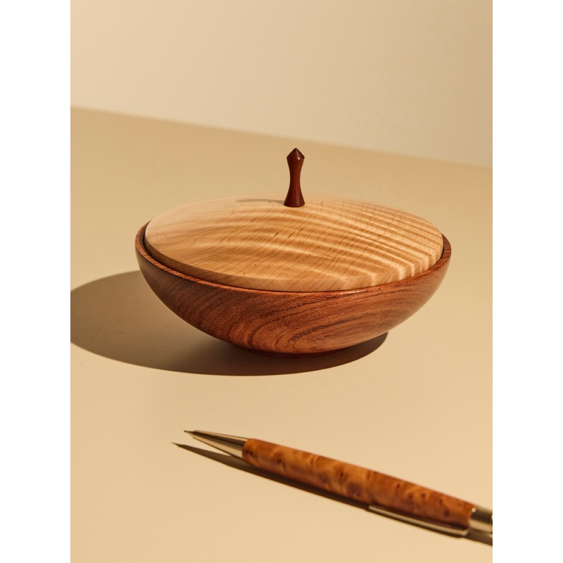 Wood Round Lidded Box