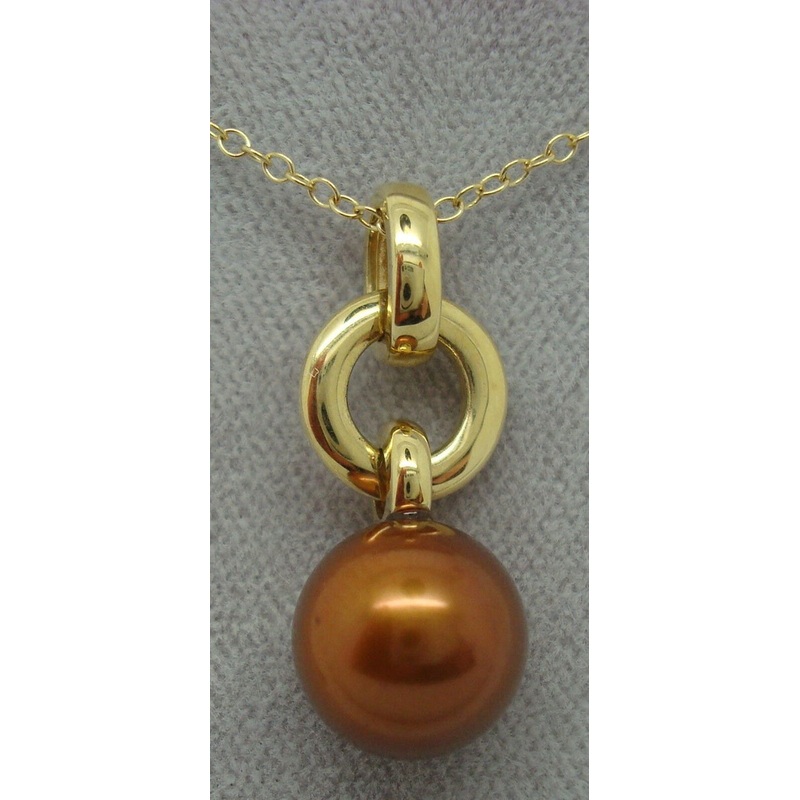 14K Gold Chocolate Pearl Pendant (#J1669)