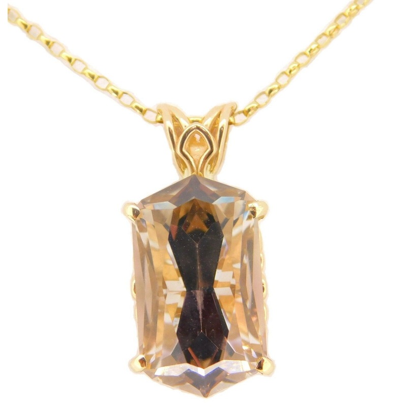 14k Gold Pendant with 11ct Champagne Genuine Natural Smoky Quartz (#J3978)