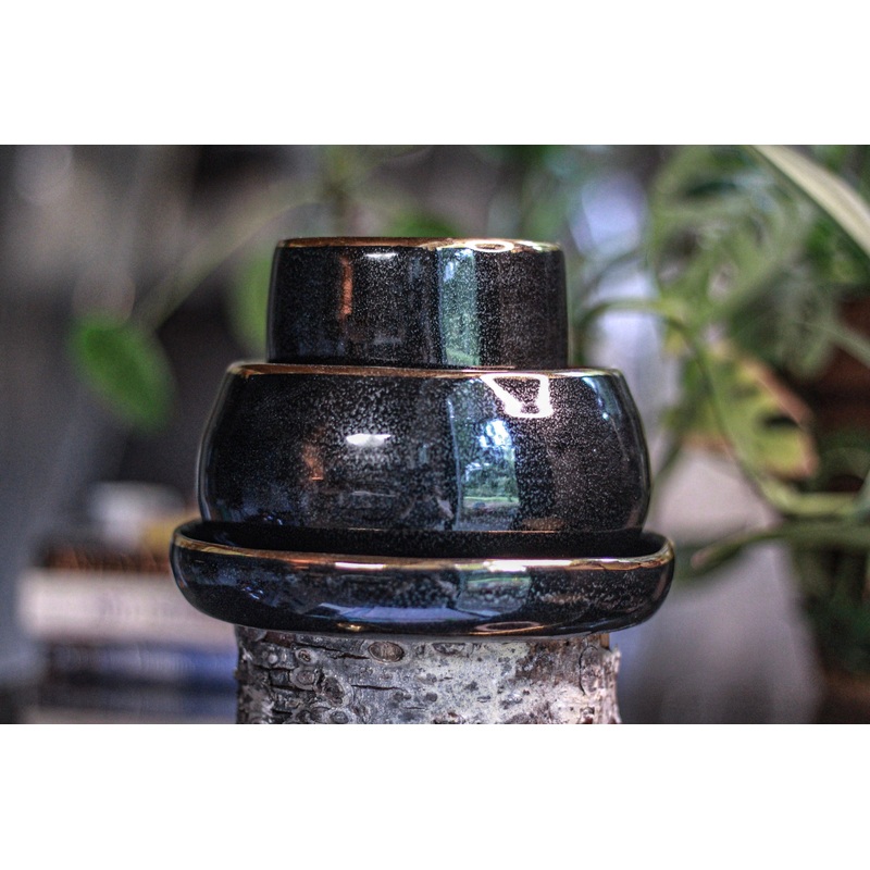 16-A+ Black Diamond Hermit Set - TOP SHELF MISFIT, 16 oz. cup/ 19 oz. bowl