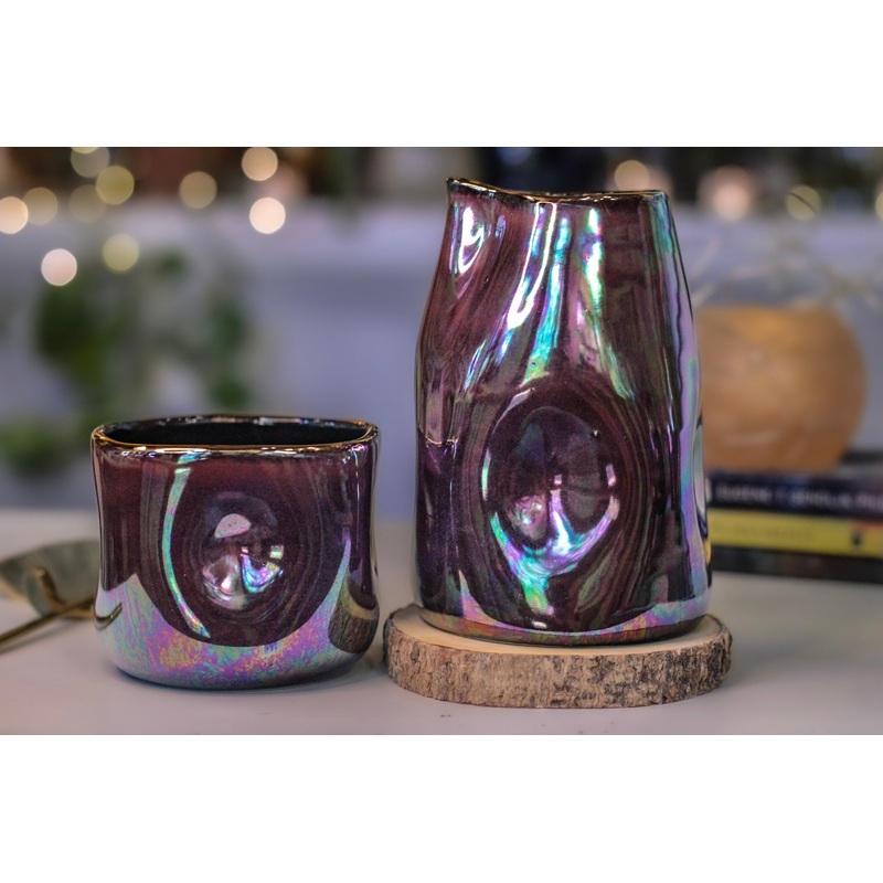 23-A Midnight Aura Notched Divot Bedside Pitcher Set - MINOR MISFIT, 18 oz./8 oz. - 15% off