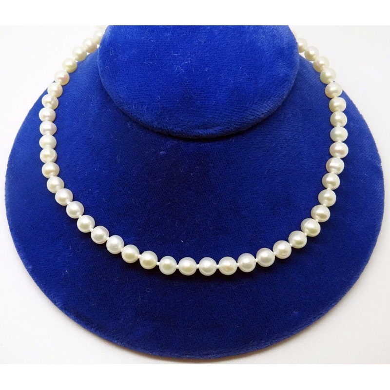 Cultured Freshwater Pearl Necklace Strand with 10k Gold Clasp (#J3236)