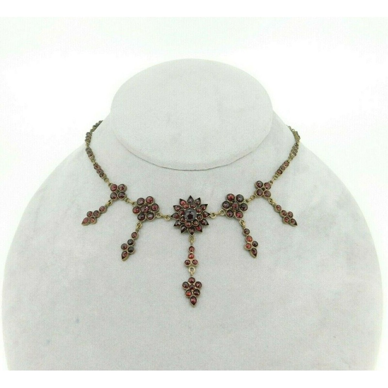 Genuine Natural Bohemian Garnet Necklace (#J320)