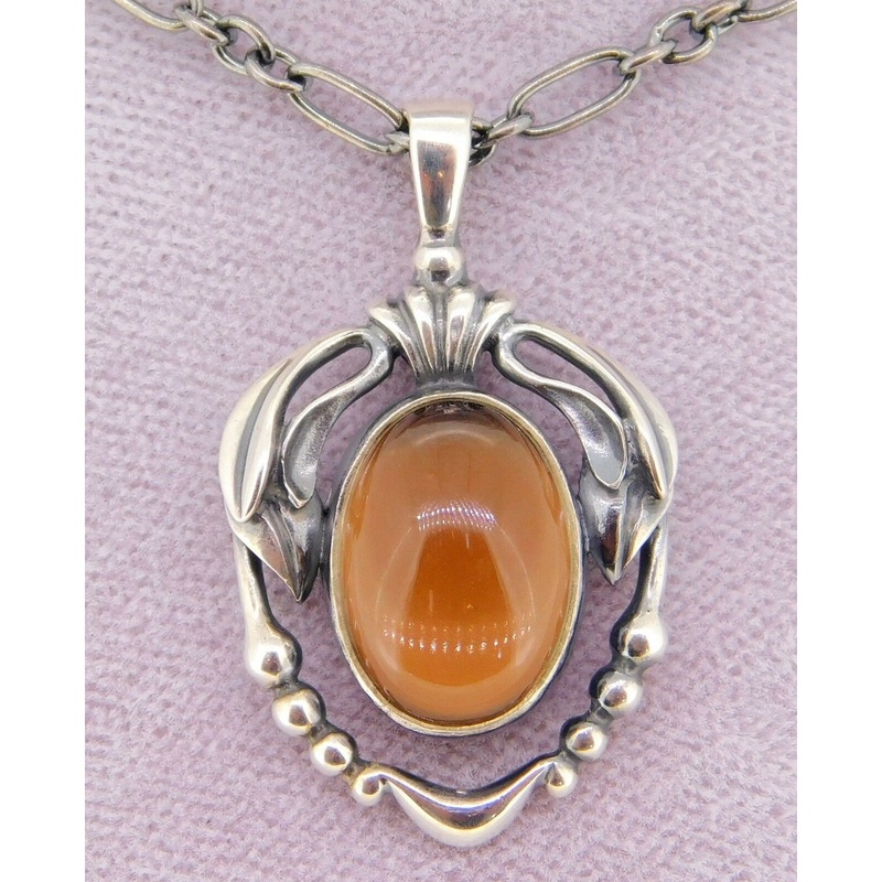 Georg Jensen Sterling 2014 Smoky Quartz Pendant (#J3907)