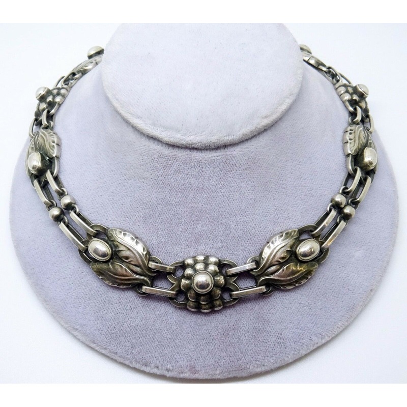 Georg Jensen Sterling Necklace #1 with Leaves and Berries (#J3333)