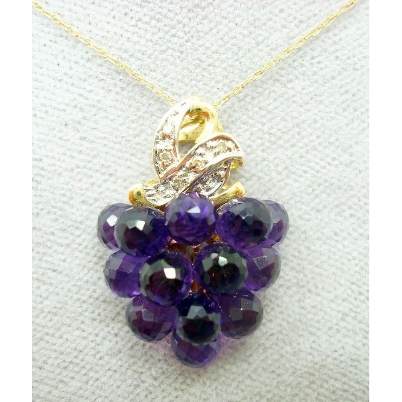 Laura Ramsey 14k Gold Briolette Genuine Natural Amethyst Pendant (#J451)