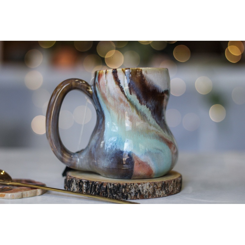 11-B Soft Earth Series PROTOTYPE Petite Notched Gourd Mug - MISFIT, 12 oz. - 30% off