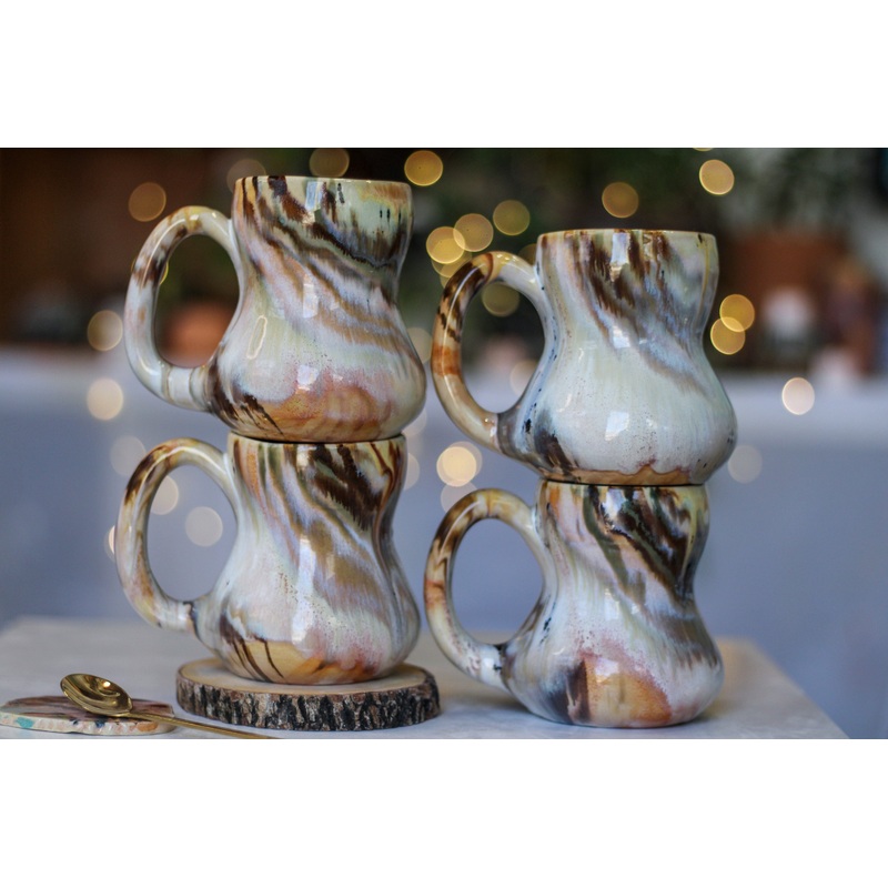 18-B Soft Earth Series PROTOTYPE Petite Notched Gourd Mug - MISFIT, 11 oz. - 10% off (This listing is for one mug)