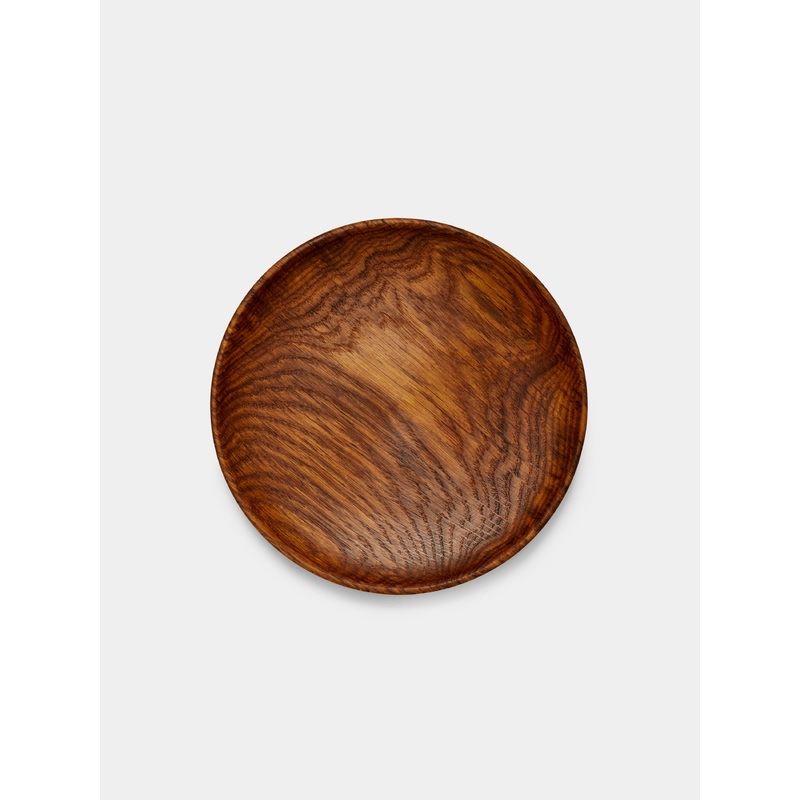 Hand-Turned Brown Oak Small Plate