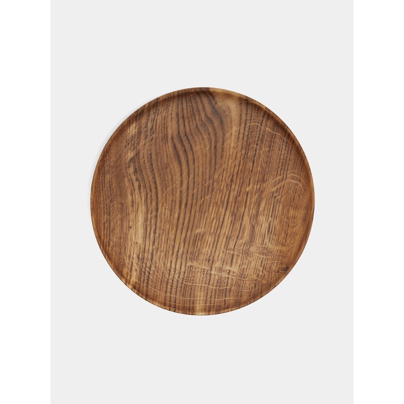 Hand-Turned Oak Wood Dinner Plate