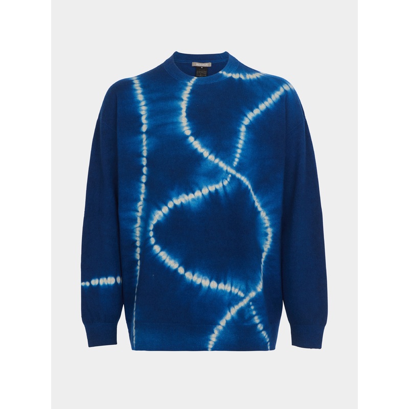 Men's Shibori Cashmere Seamless Wide Crew-Neck Sweater | Size: L
