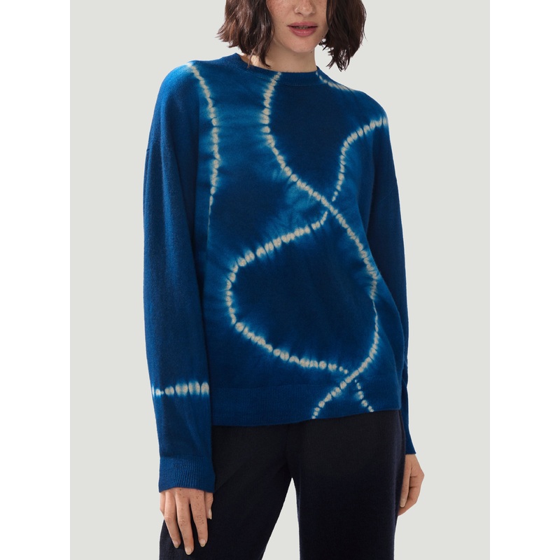 Women's Shibori Cashmere Seamless Wide Crew-Neck Sweater