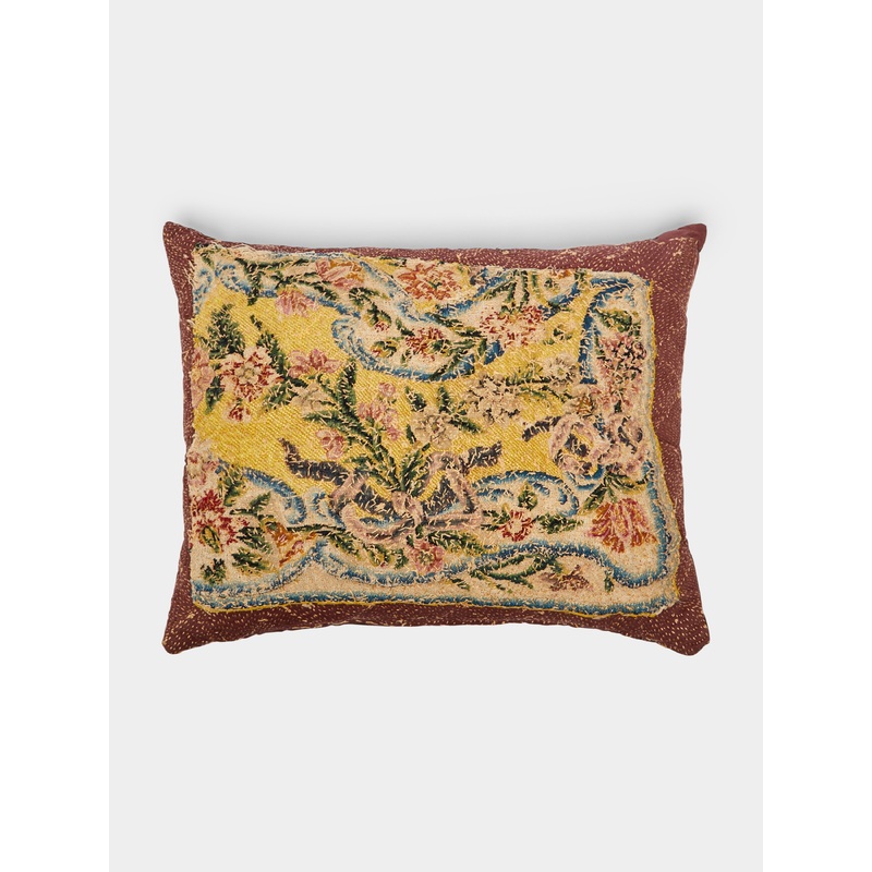 18th-Century English Needlepoint Linen Cushion (25in/64cm)