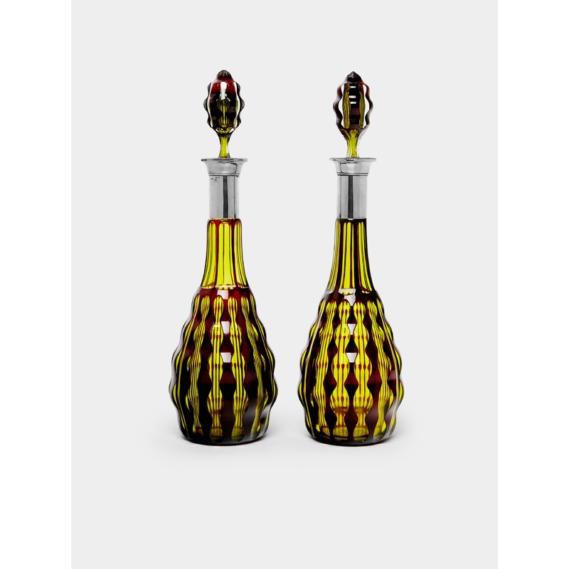 1930s Bohemian Crystal Decanters (Set of 2)