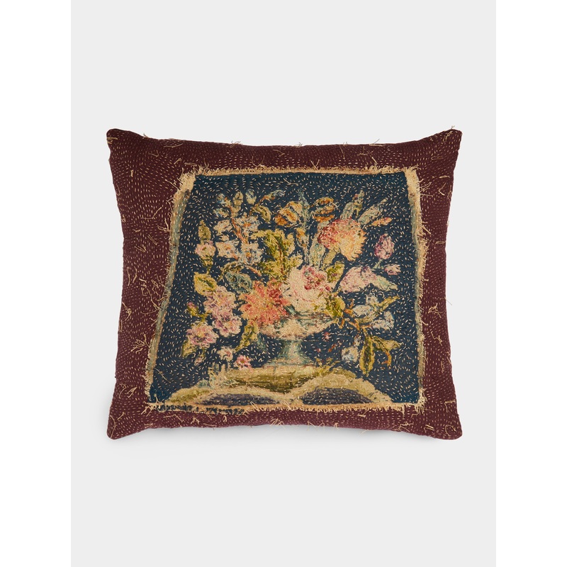 19th-Century French Needlepoint Wool Cushion (27.5in/70cm)