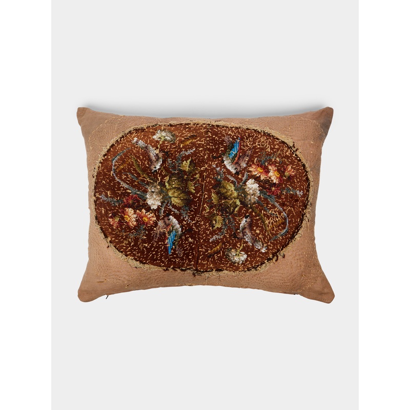 19th-Century Needlepoint Wool and Linen Cushion (24in/61cm)