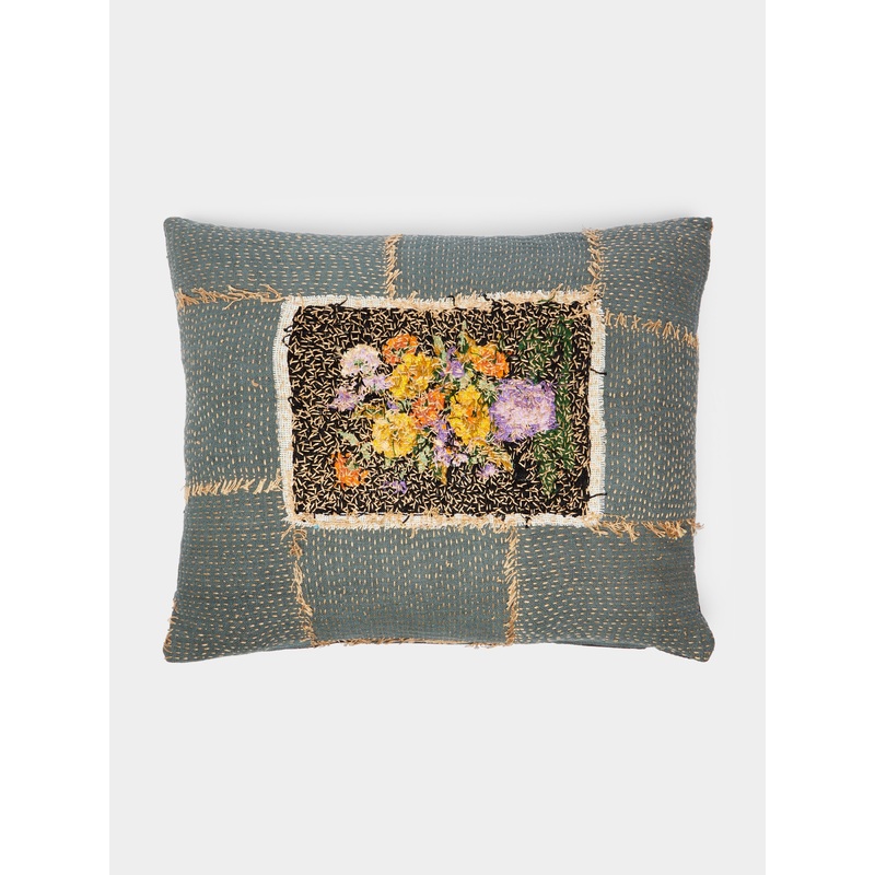 19th-Century Needlepoint Wool Cushion (15.5in/39cm)