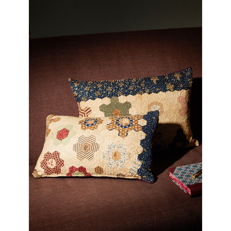 19th-Century Victorian Patchwork Silk Cushion (15.5in/40cm)