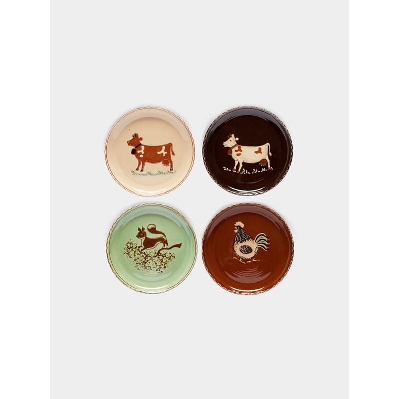 Animals Hand-Painted Ceramic Small Plates (Set of 4)