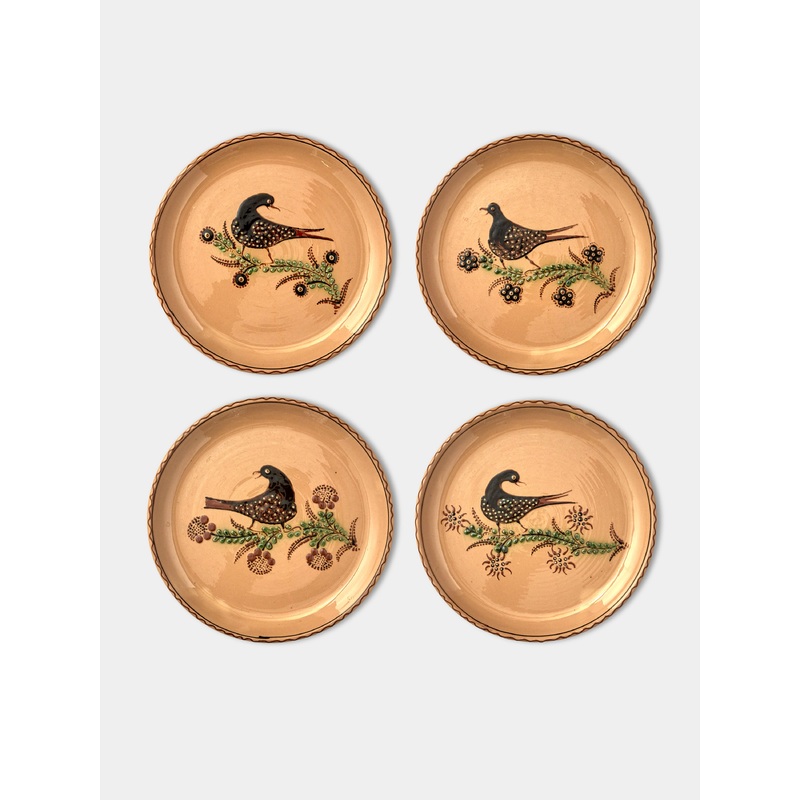 Birds Hand-Painted Ceramic Dinner Plates (Set of 4)
