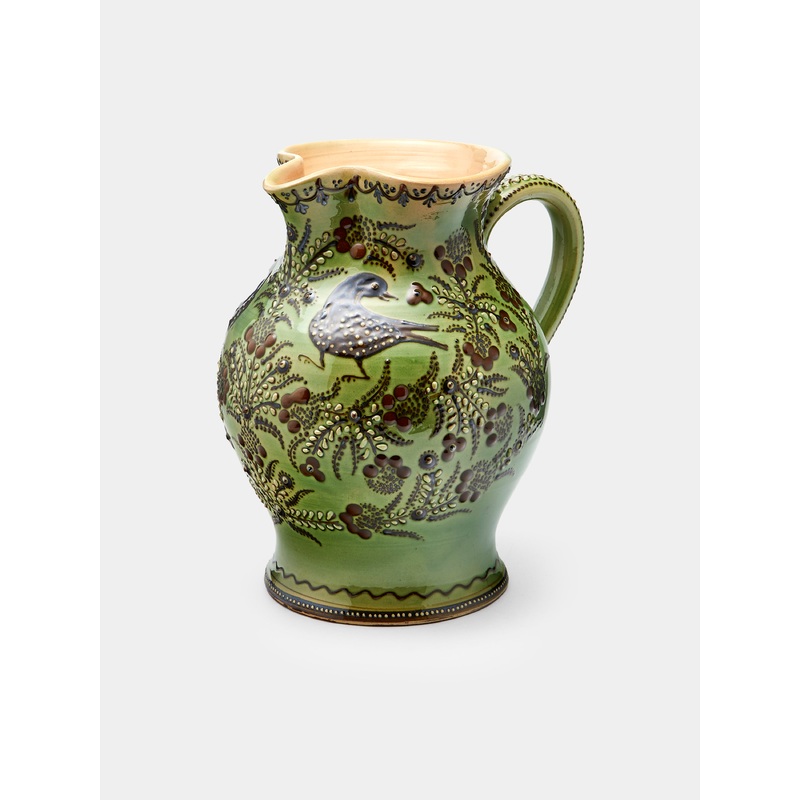 Birds Hand-Painted Ceramic Large Round Jug