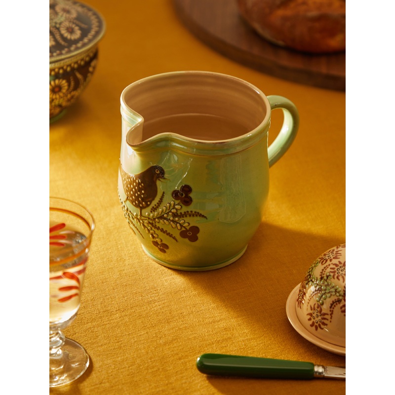 Birds Hand-Painted Ceramic Rounded Jug