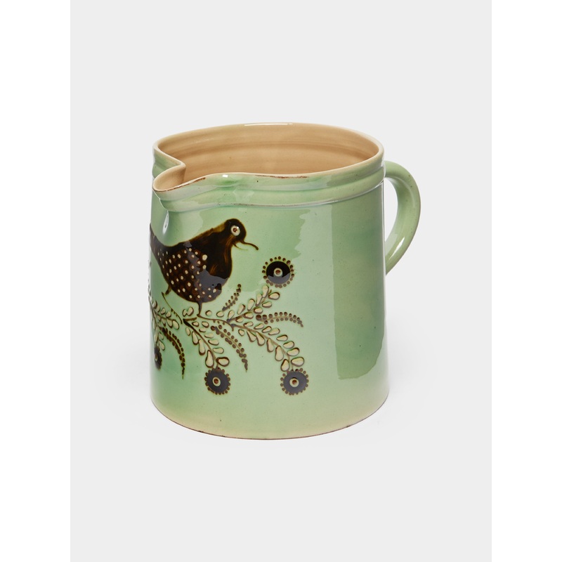 Birds Hand-Painted Ceramic Straight-Edge Jug
