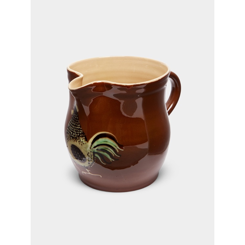 Chickens Hand-Painted Ceramic Rounded Jug