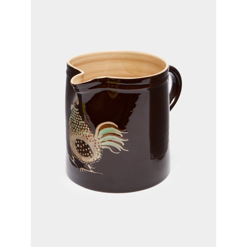 Chickens Hand-Painted Ceramic Straight-Edge Jug