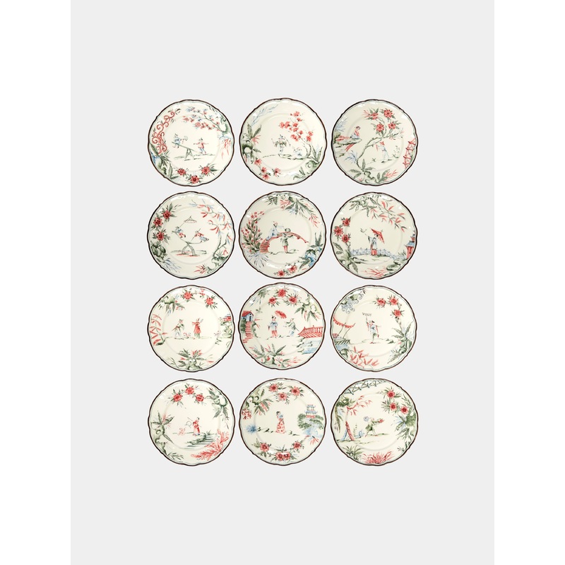 Chinoiserie Ceramic Salad/Dessert Plates (Set of 12)