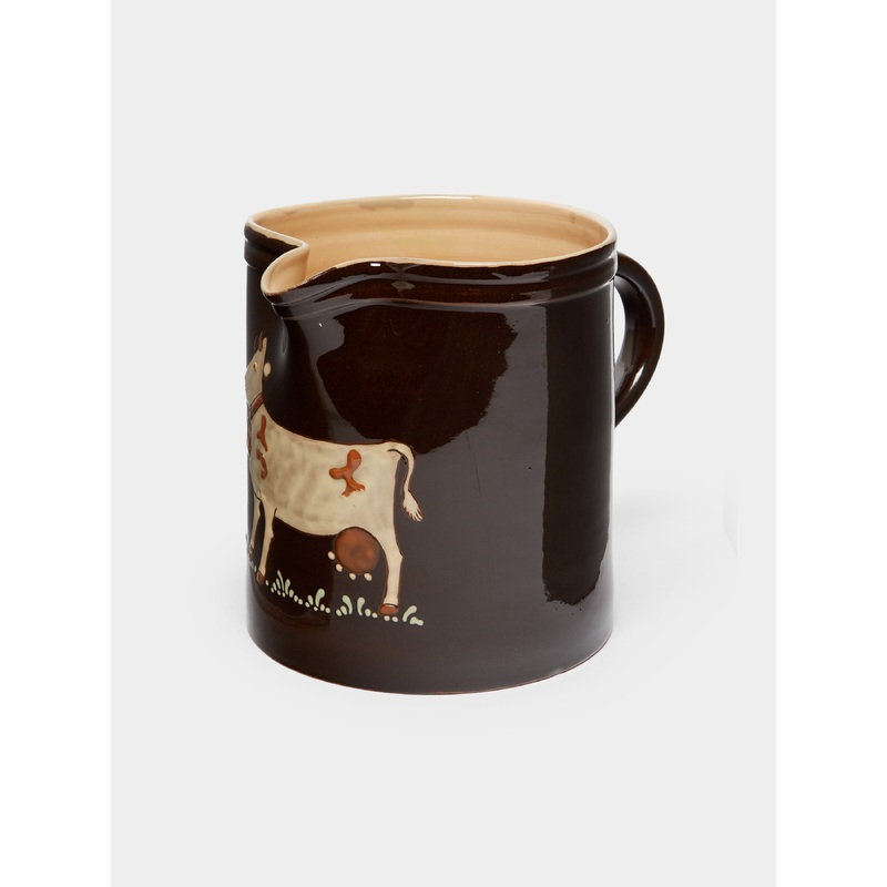 Cows Hand-Painted Ceramic Large Straight-Edge Jug