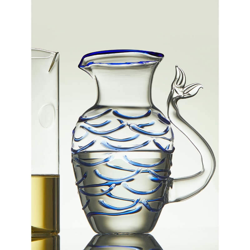 Fishtail Hand-Blown Murano Glass Water Jug