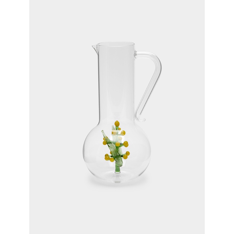 Flowers Hand-Blown Murano Glass Jug