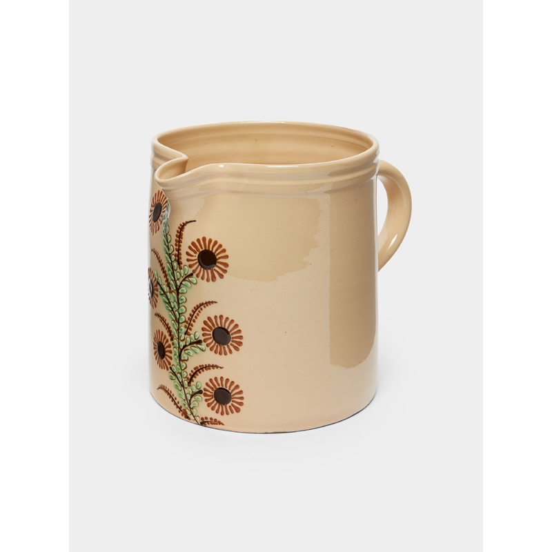 Flowers Hand-Painted Ceramic Large Straight-Edge Jug