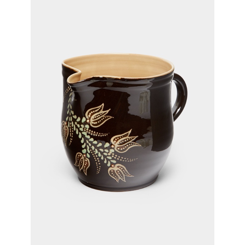 Flowers Hand-Painted Ceramic Rounded Jug