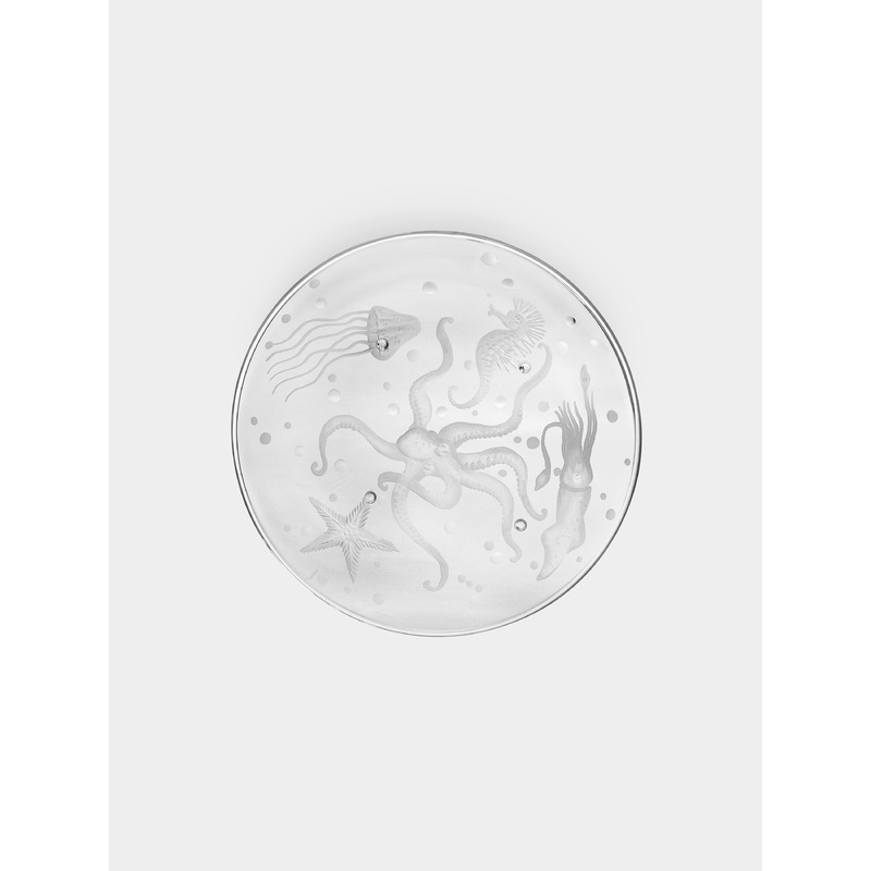 Frutti di Mare Hand-Engraved Crystal Salad/Dessert Plate
