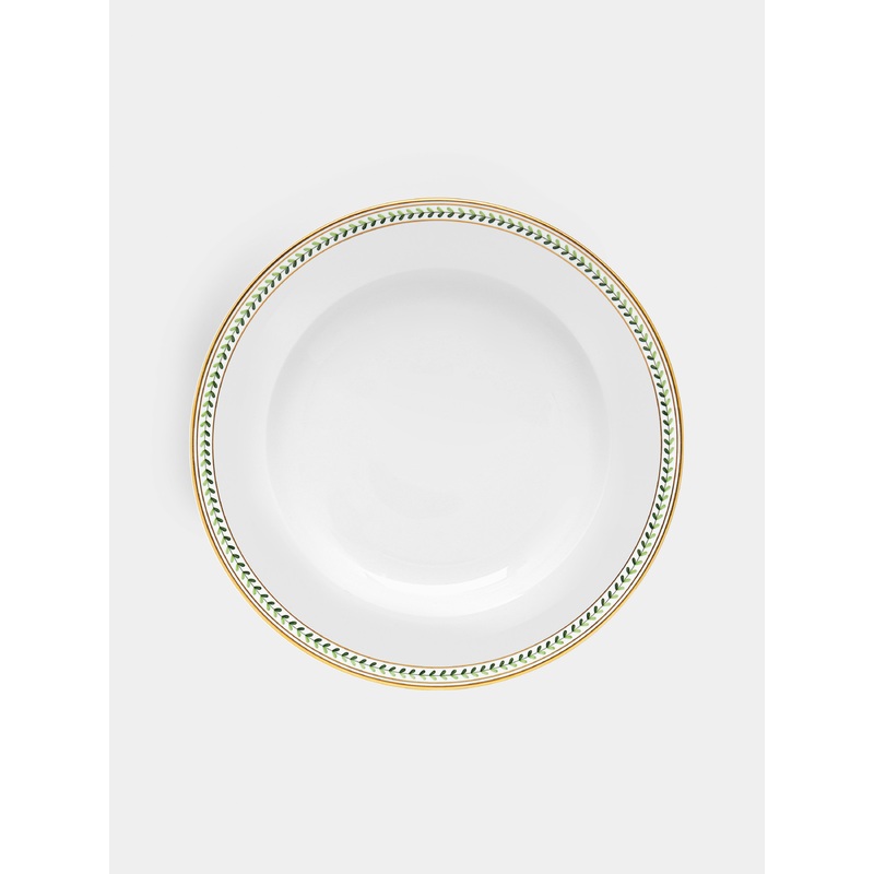 Leafed Edge Hand-Painted Porcelain Dinner Plate