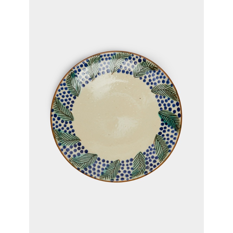 Leaves Hand-Painted Ceramic Dinner Plates (Set of 4)