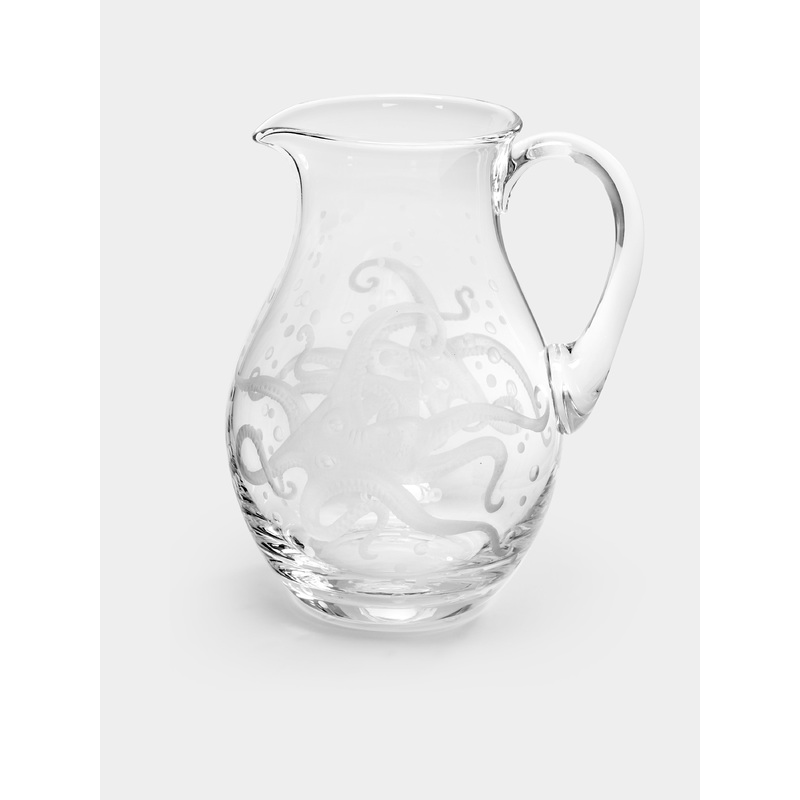 Sea Life Hand-Engraved Crystal Jug